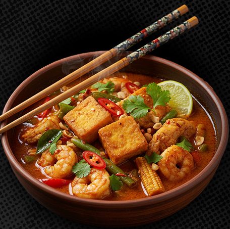 33M. Madras Curry (with rice) – Vegetables