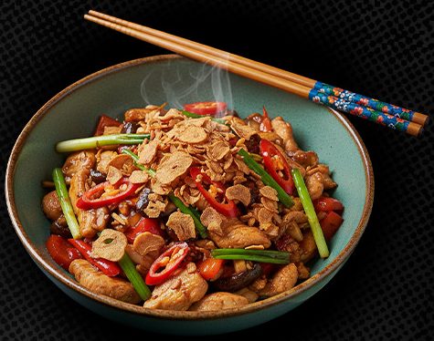 39M. Garlic Stir-Fry (with rice) (spicy) – Vegetables