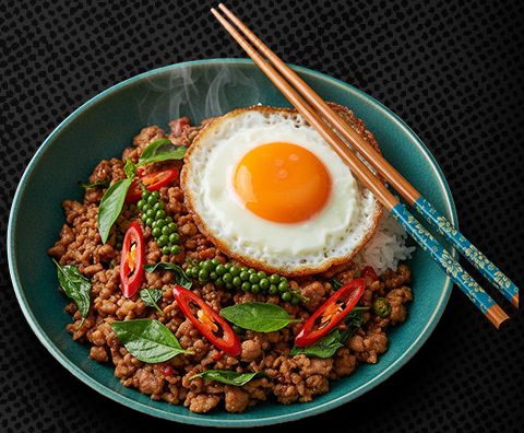 37M. Phad Kaprao (with rice) (spicy) – Vegetables