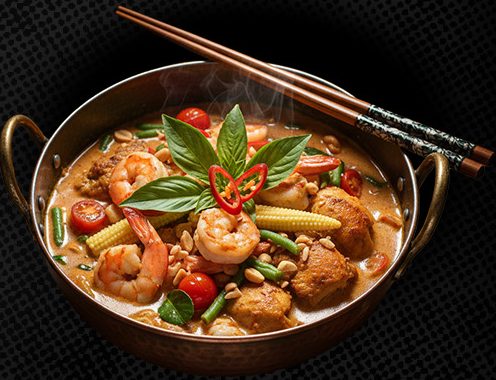 32M. Massaman Curry (with rice) – Vegetables