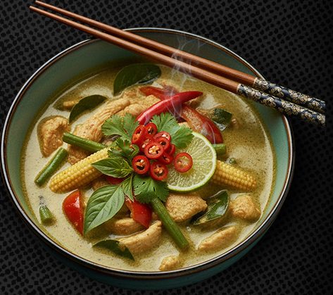 31M. Green Curry (with rice) – Vegetables